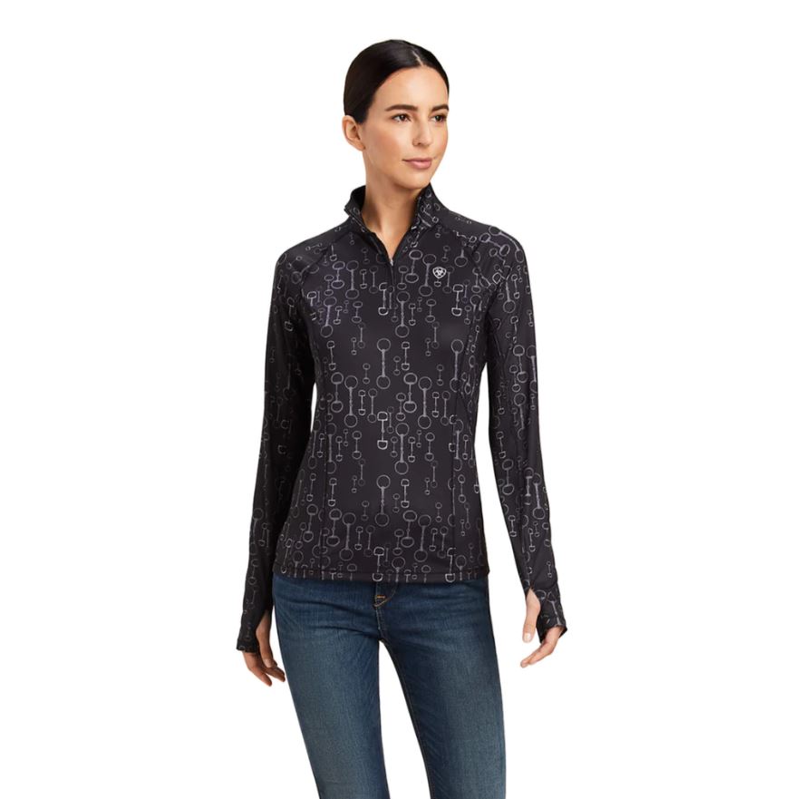 Ariat Womens Lowell 2.0 1/4 Zip – Black Bit Print