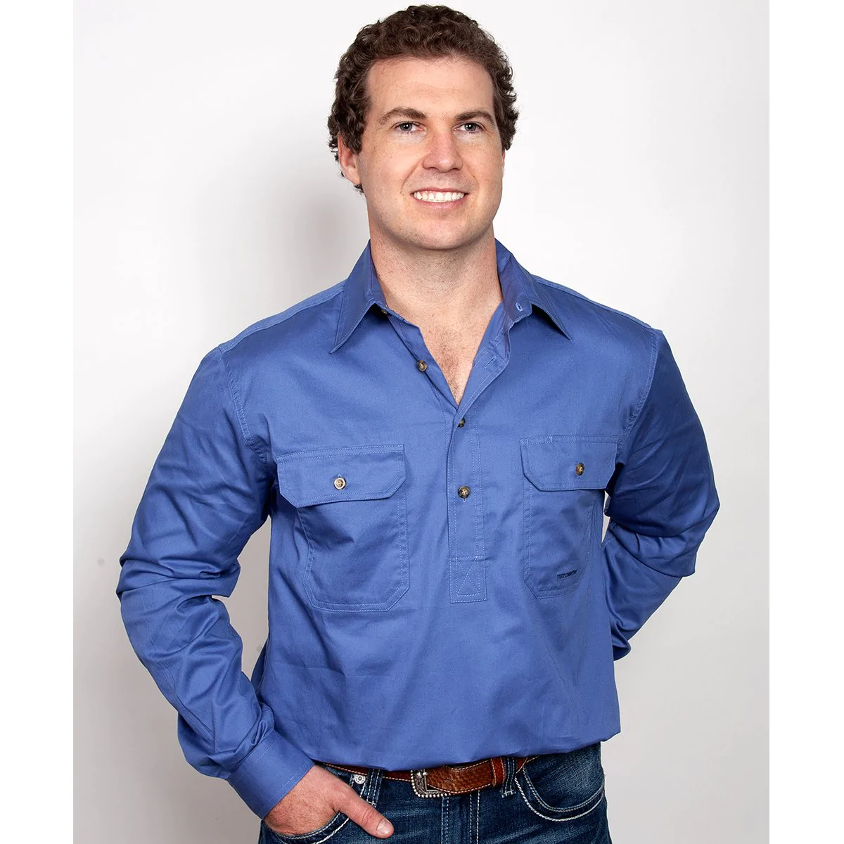 Just Country Men’s Cameron Workshirt – Blue