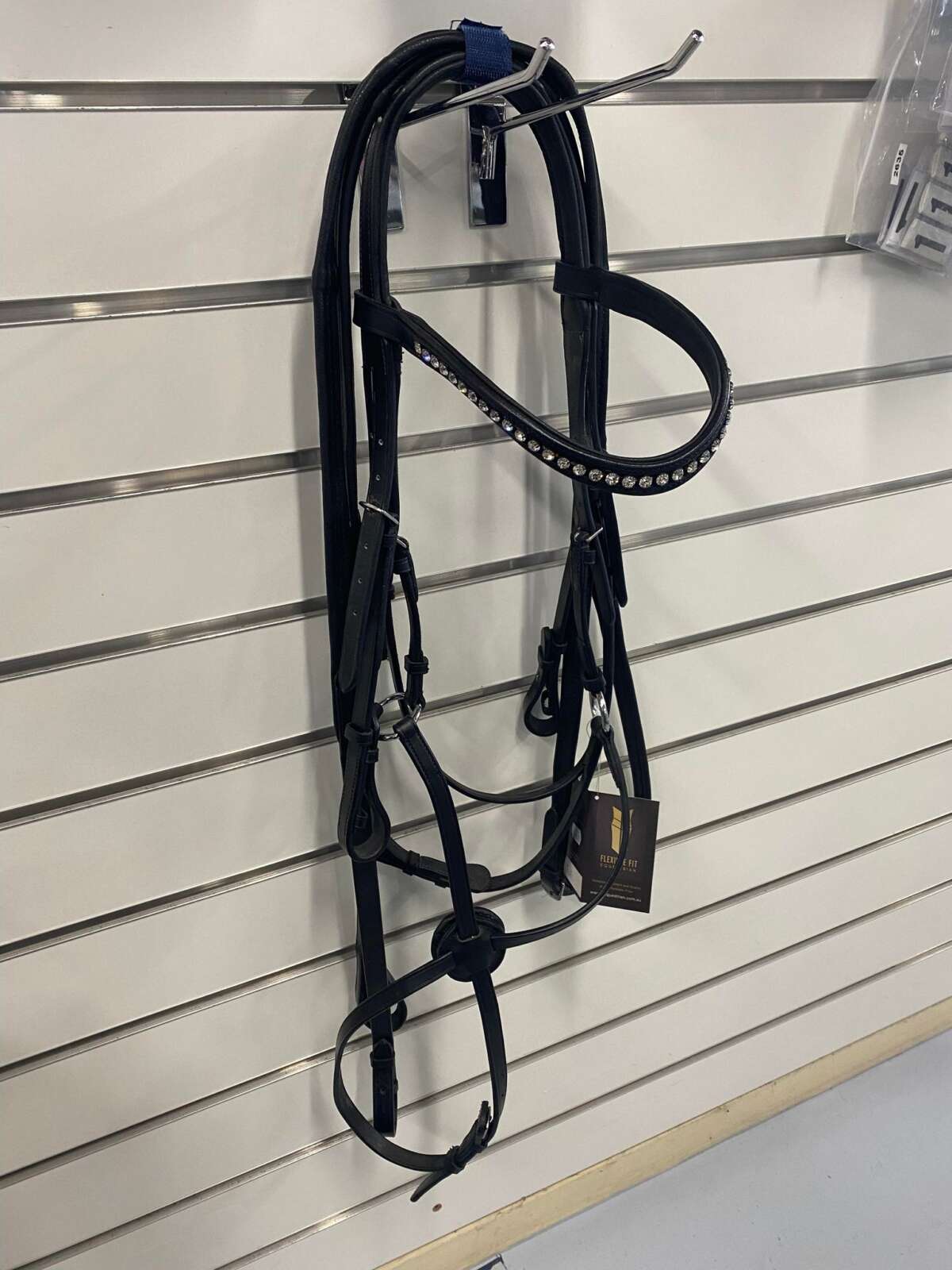 Flexible Fit Bridle Figure 8 Nose W/ Bling Browband – Black – FULL