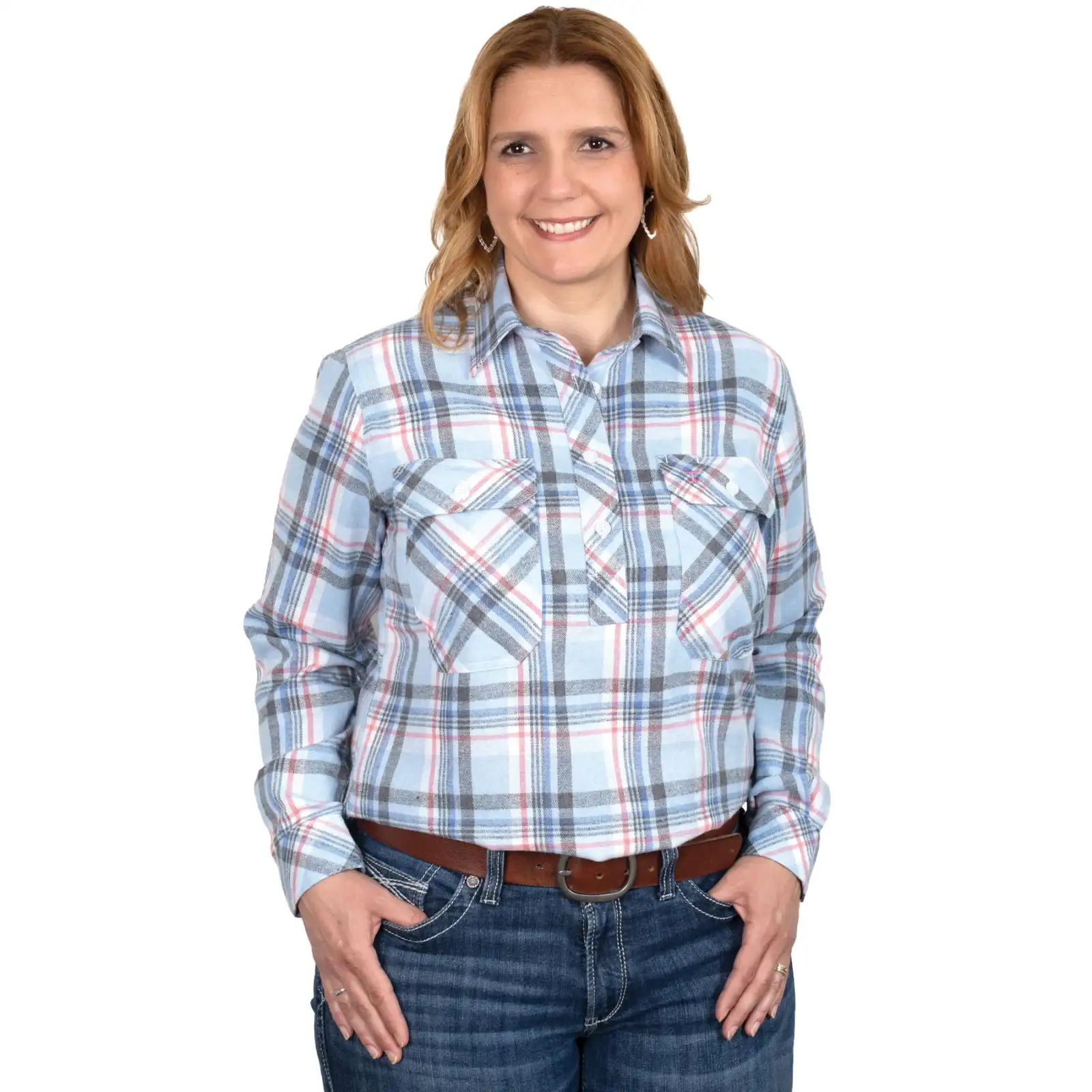 Just Country Women’s Jahna Flannel Workshirt – Blue