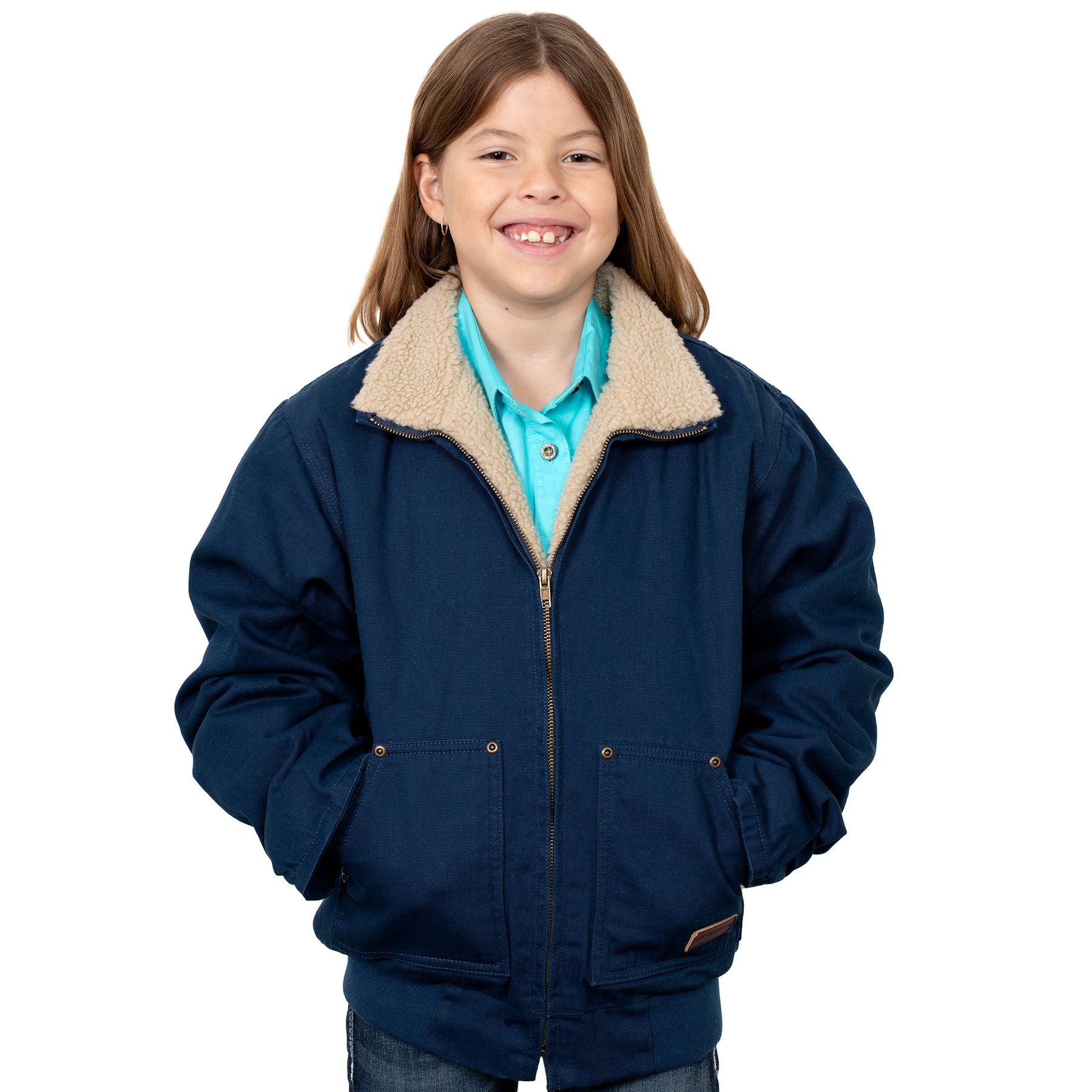 Just Country Junior Diamantina Sherpa Jacket Unisex Navy