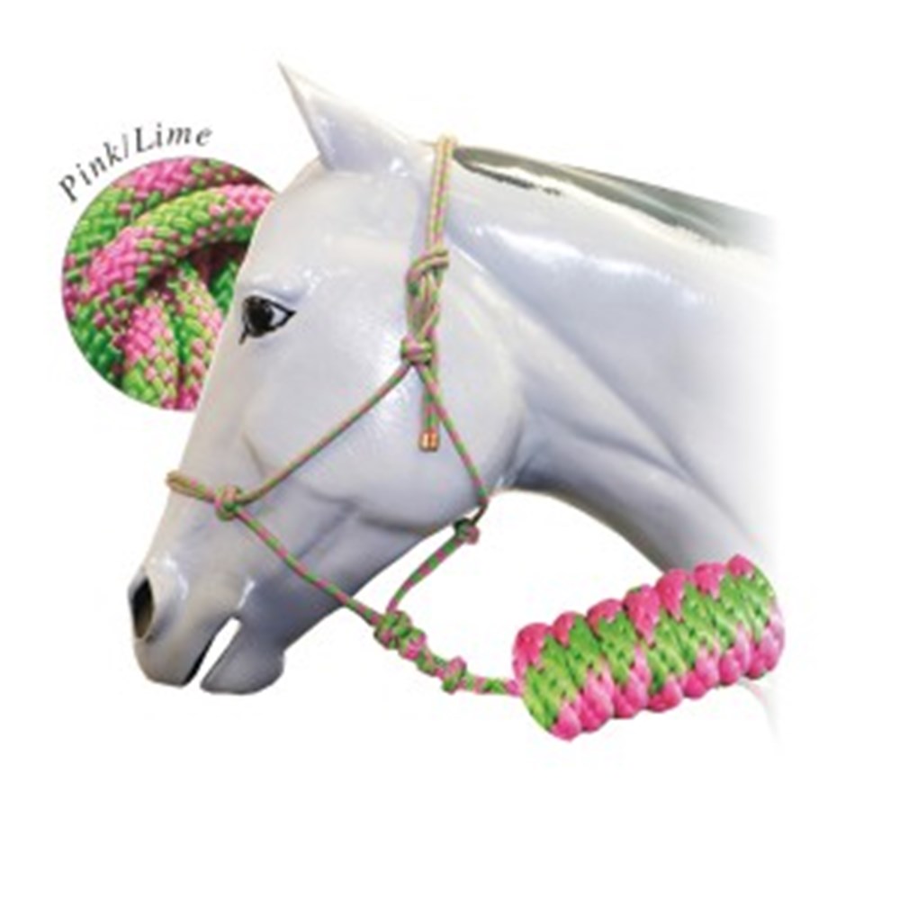 Fort Worth Rope Halter W/Lead-Pink/Green