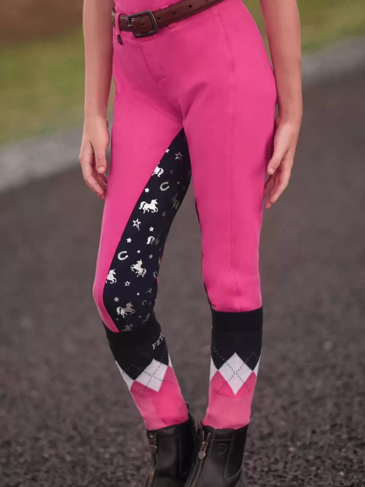 Peter Williams Kids Unicorn Printed Pull-On Jodhpurs – Hot Pink