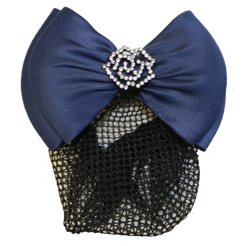 Huntington Rose Show Bow W/Hair Net Navy