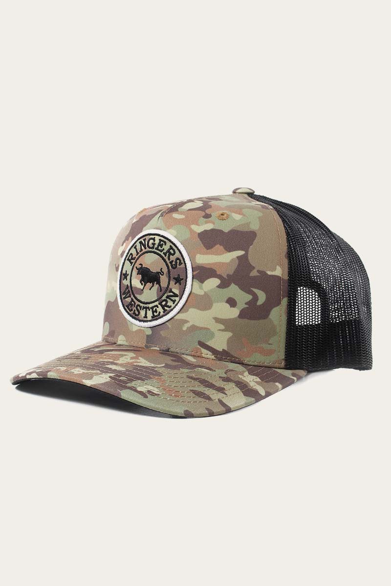 Ringers Western Signature Bull Trucker Cap – Camo & Black