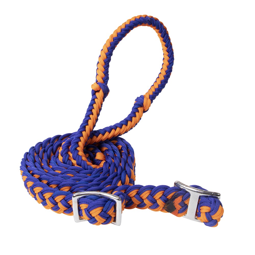 Braided Barrel Rein Navy/Orange 1/2″ X 8′