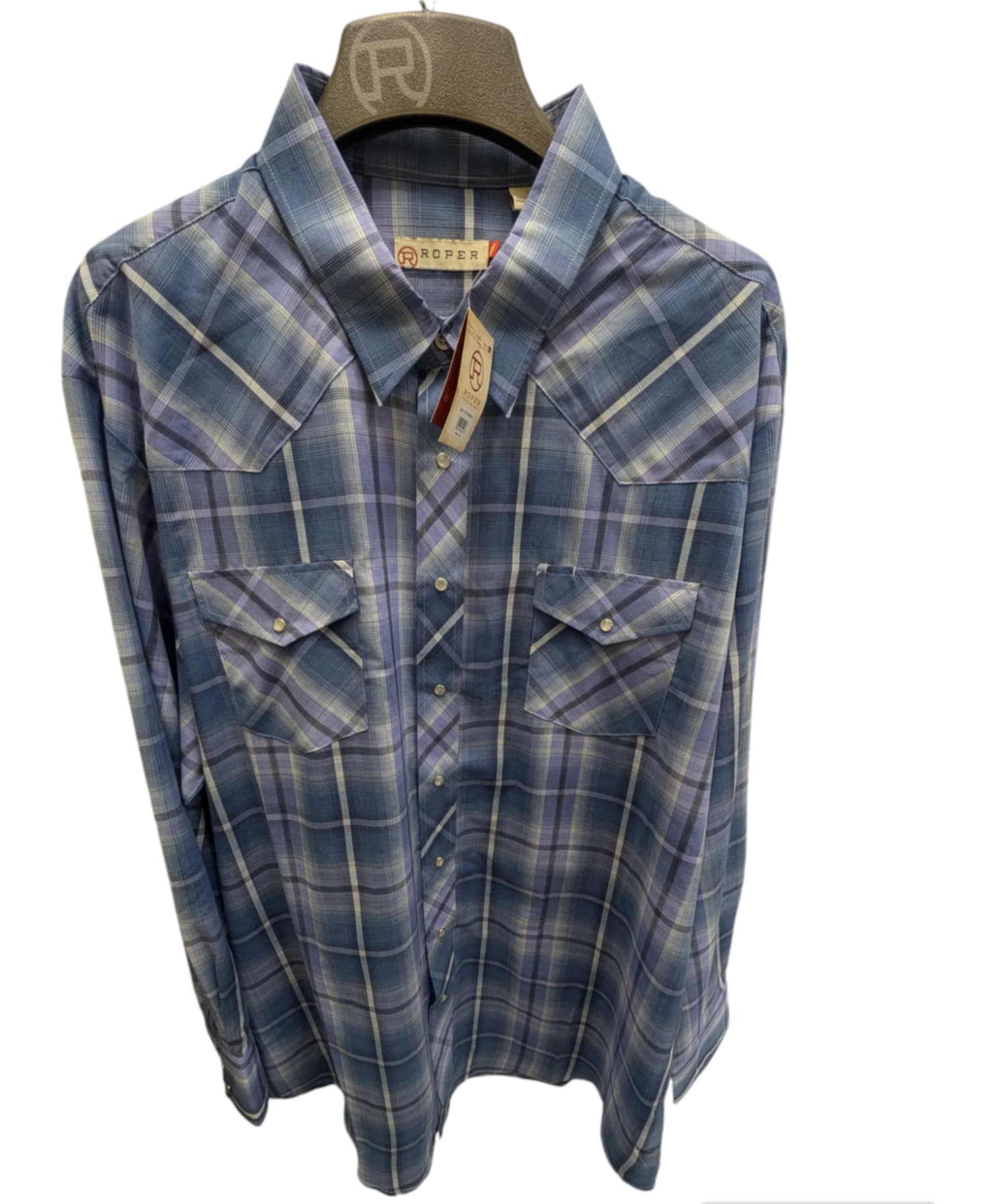 Roper Men’s Amarillo Shirt Blue/Purple Check – 3XL