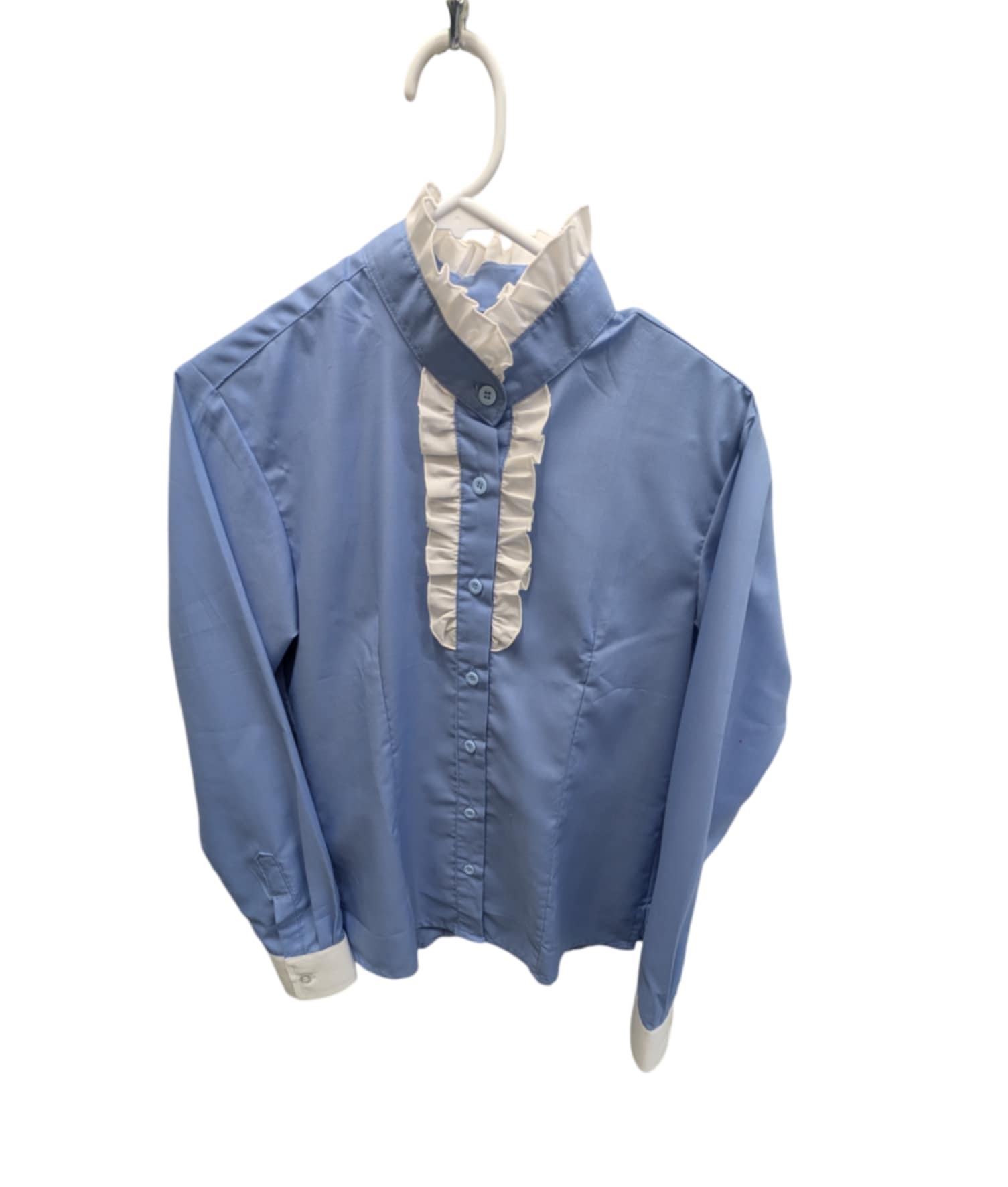 Ladies Blue Show Shirt W/ Ruffles – Size 12