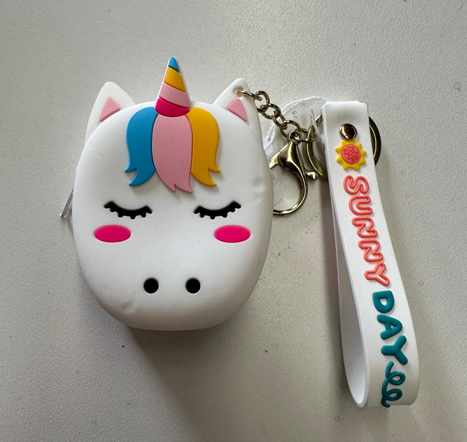 Unicorn Silicone Coin Purse Keychain – Solid White